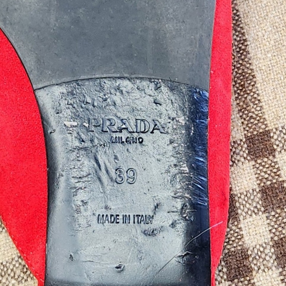 Prada Red Pointed Toe Slides - Picture 6 of 7